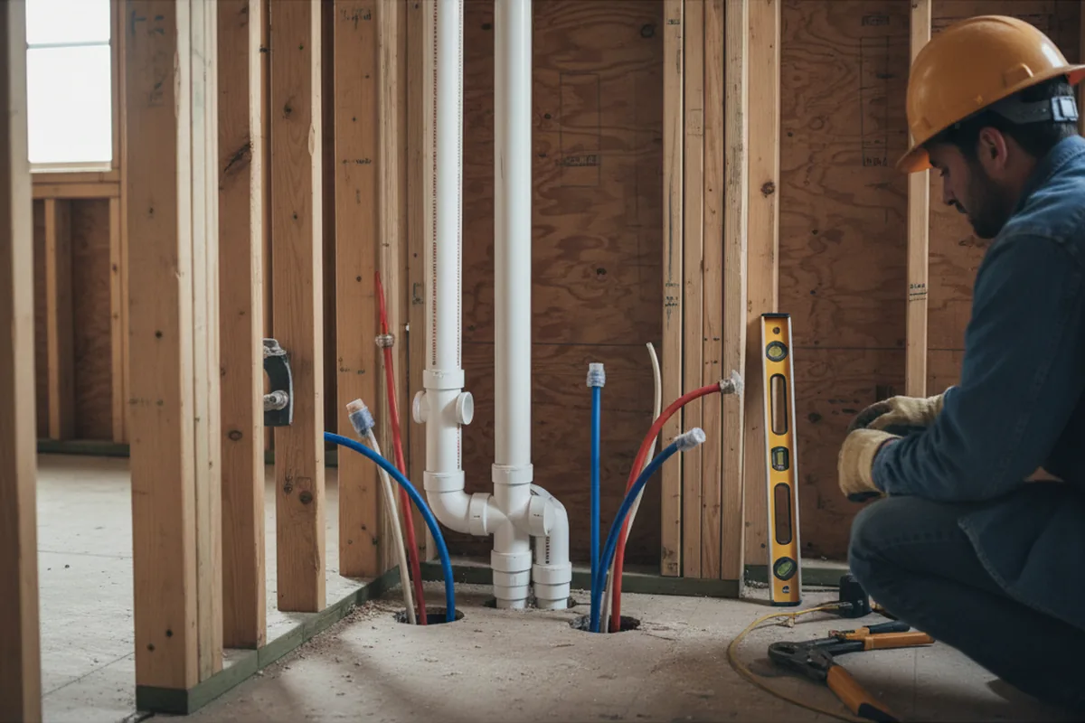 Drain and supply rough-in during Drain Cleaning in Rancho Cordova