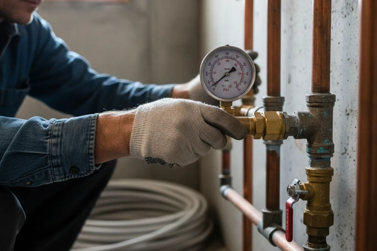Pressure testing a repaired line during Water Line Repair in Rancho Cordova